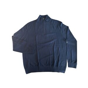 J Crew NWT 1/4 Zip Wool Sweater. Navy Mens Sz XL